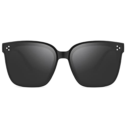 Quadratische rechteckige Sonnenbrille, schwarze...