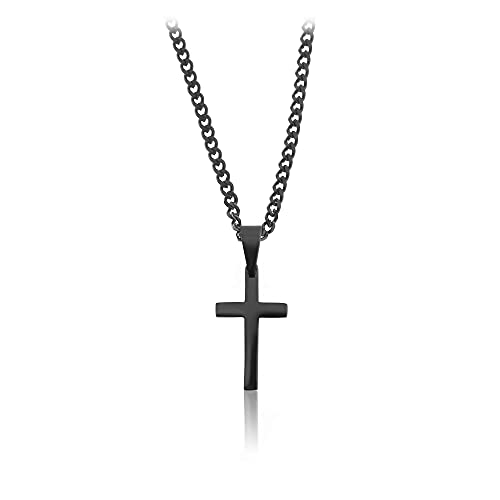 Halskette mit Kreuz-Anhänger Schwarz • Robuste...
