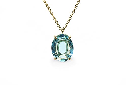 Brillant Topas Halskette für Frauen in 14k Gold -...