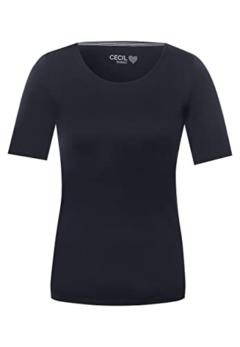Cecil Damen T-Shirt in Unifarbe deep Blue S