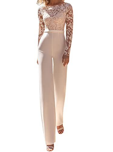 Minetom Damen Spitze Jumpsuit Elegant Schulterfrei...