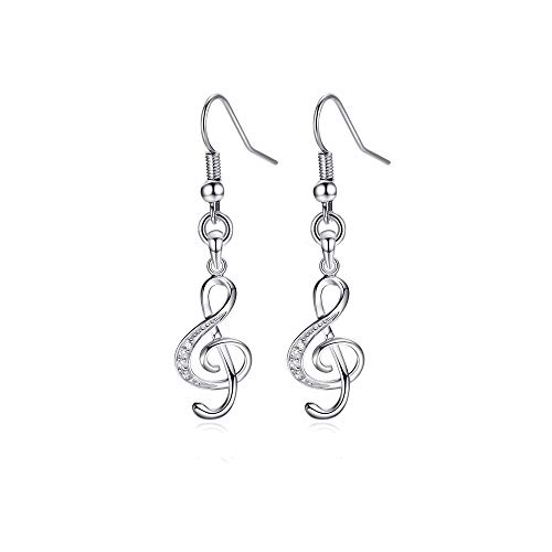 Ohrringe mit Musik-Symbol, 925 Silber, lang,...