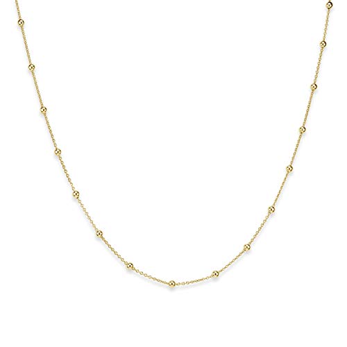 MATERIA Gold Kette Damen Kugelkette - 925 Silber...