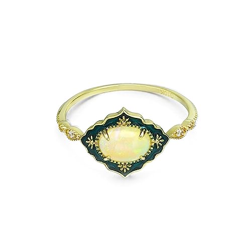 KnSam Gold 14K 585 Ring Echtes, Blumen Rhombus...