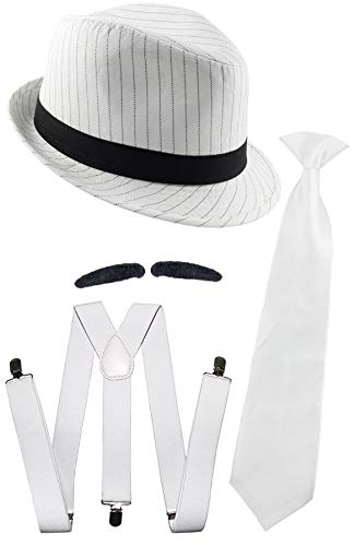 Foxxeo weißes Gangster Kostüm Set für Herren -...