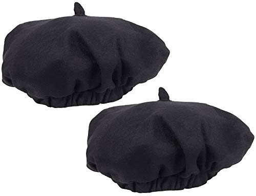 com-four® 2X Baskenmütze schwarz, für Alltag,...