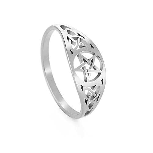 BlackAmazement 316L Edelstahl Ring Pentagramm...