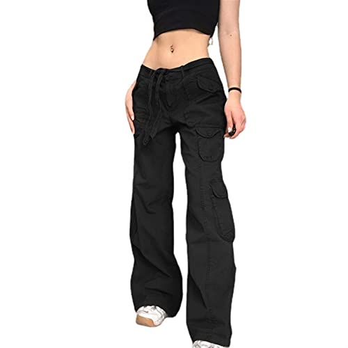 Yokbeer Damen Low Waist Cargo Jeans Gerade Breites...