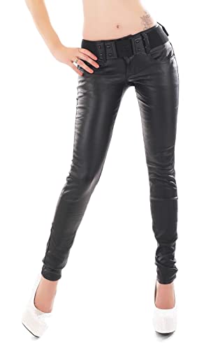 RED SEVENTY Damen Kunstlederhose Skinny Hose...