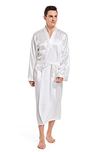 Generic Satin langer Kimono-Bademantel mit Tasche...
