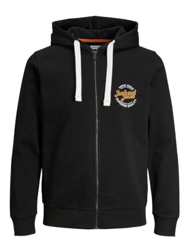 JACK&JONES JJMIKK Sweat Zip Hood, Schwarz, L