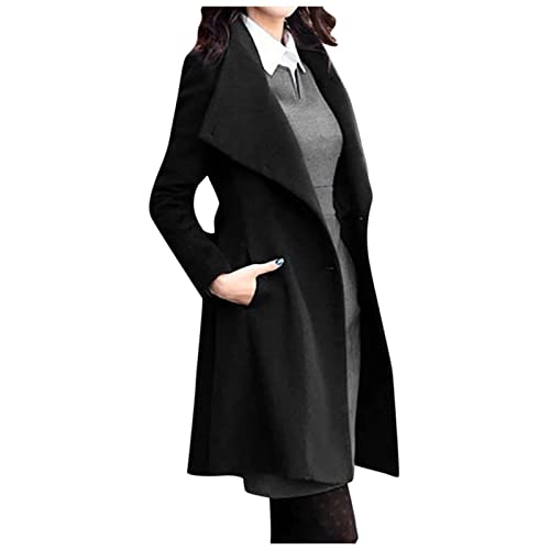 Wollmantel Damen Warme Winterjacke Herbst...