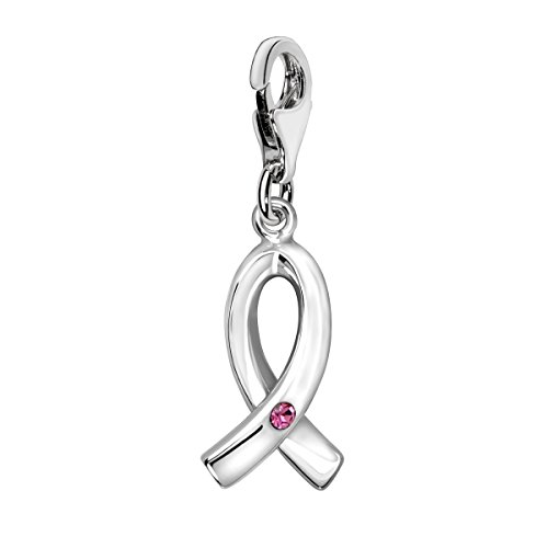 Quiges Charm Anhänger Pink Ribbon Zirkonia 3D 925...