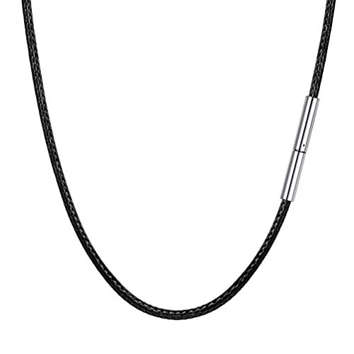 PROSTEEL 2mm schwarz geflochten Lederkette für...