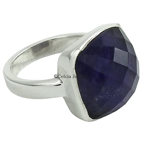 Natürlicher blauer Saphir-Edelsteinring, reiner...