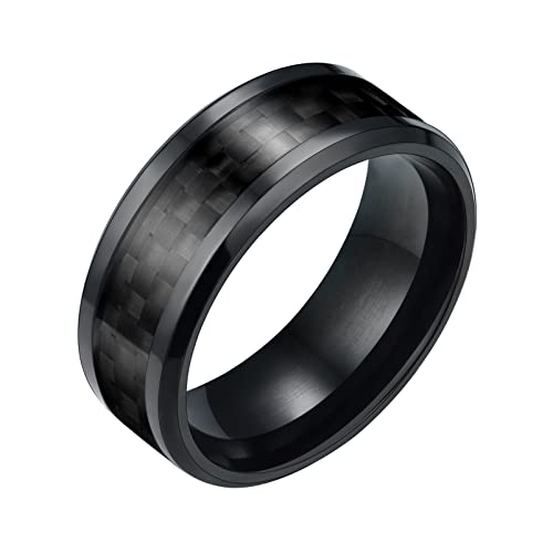 PROSTEEL Herren hochglanzpoliert Kohlefaser Ring...