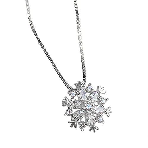 Funkelnde Diamant Schneeflocke Anhänger Halskette...