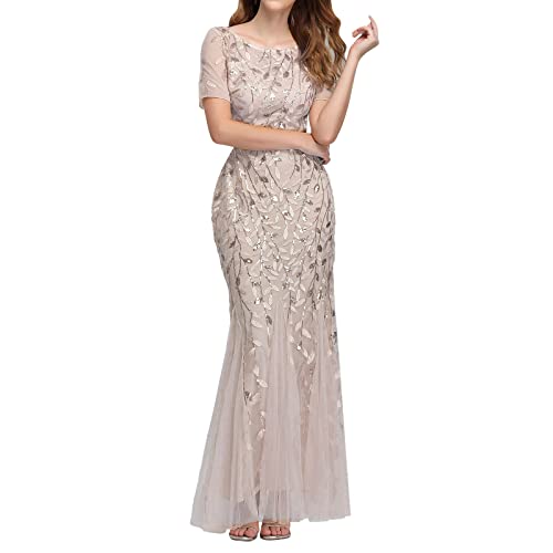 FASLOLSDP Kurzärmliges Meerjungfrauenkleid mit...