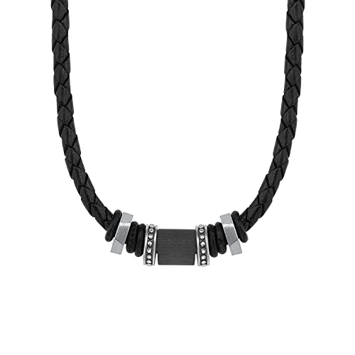 s.Oliver Halsband Edelstahl Carbon/Leder Herren...