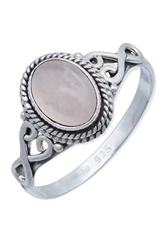 Ring 925 Silber Rosenquarz rosa Stein Edelstein...