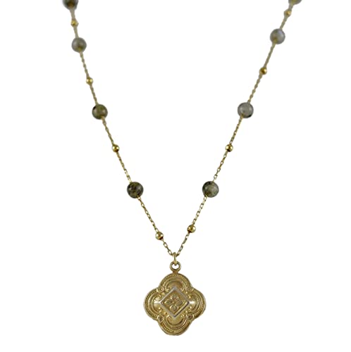 Halskette mit echten Labradorit Steinen - 925...