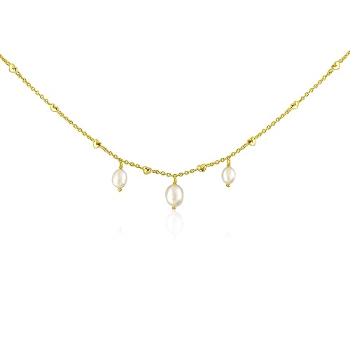 Mary & Jules Perlenkette Damen Gold, Kette aus 925...