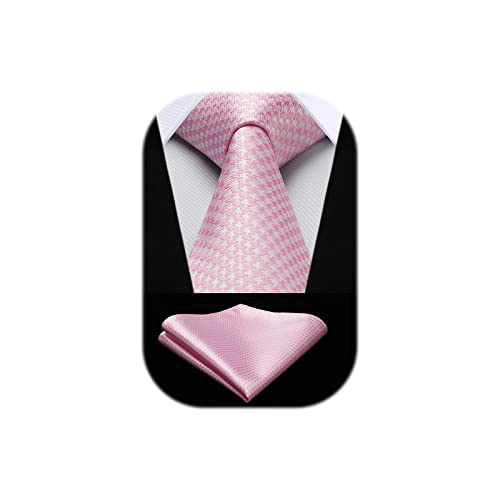 HISDERN Rosa & Weiß Krawatte Herren Elegant...