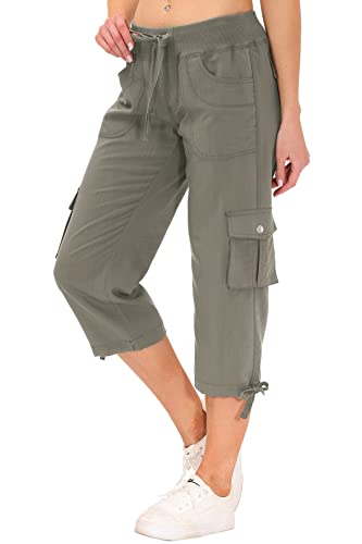 JINSHI Hosen Damen Sommer Cargohose 3/4 Lange...