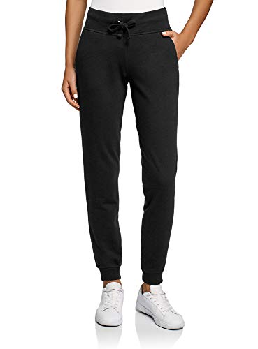 oodji Ultra Damen Jersey-Sporthose, Schwarz, M