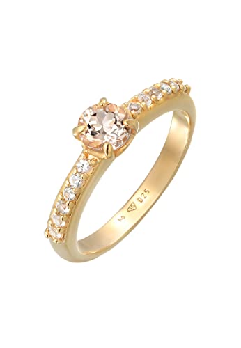 Elli Ring Damen Verlobungsring Elegant mit Topas...