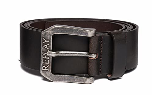 Replay Herren Gürtel aus Leder, Braun (Black...