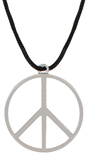 Peace Zeichen silber aus Metall mit Stoffband...