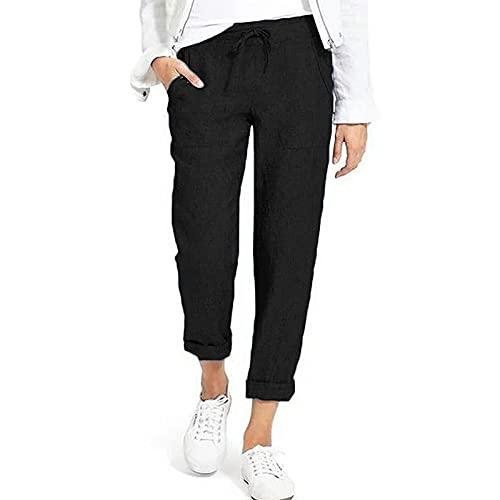 OEAK Damen 7/8 Länge High Waist Sommerhose Leicht...