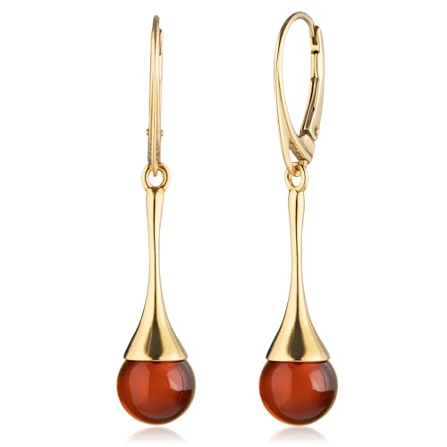 Amber by Mazukna - Bernstein Ohrringe, vergoldetes...