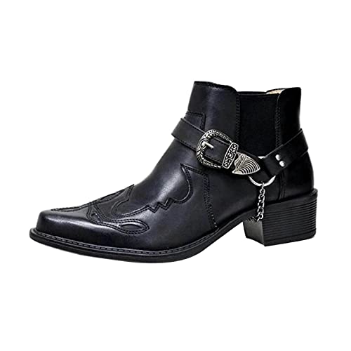 JDGY Herren Stiefeletten Leder Knöchel Schuhe mit...