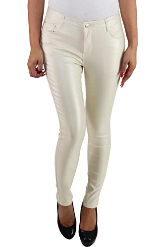 Damen Skinny Röhrenhose Kunstleder Hüfthose Slim...