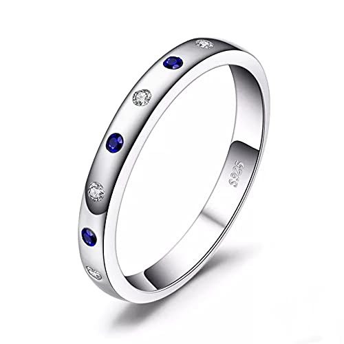 BAJIE Ehering Blauer Saphirring 925 Sterling...