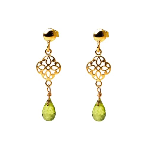 Peridot-Ohrringe grün-gold, Edelstein-Ohr-Stecker...