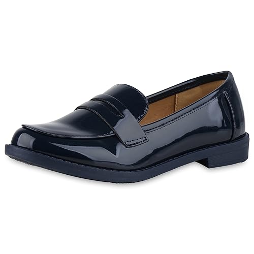 VAN HILL Damen Loafers Blockabsatz Basic Trendy...