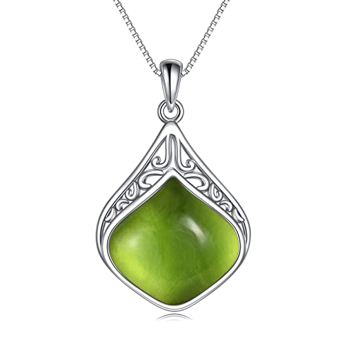 YAFEINI Peridot Kette aus Sterling Silber...