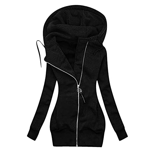 Damen Lange Jacke Mit Kapuze - Kapuzenjacke...