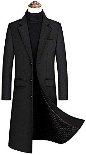 Wintermantel Herren Lang Wolle Mantel Slim Fit...