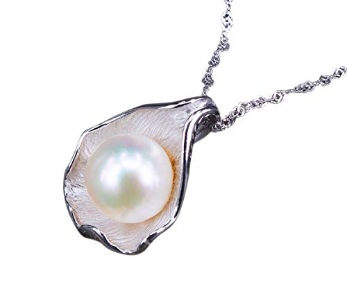 NicoWerk Damen Perlenkette Muschelschal aus 925...