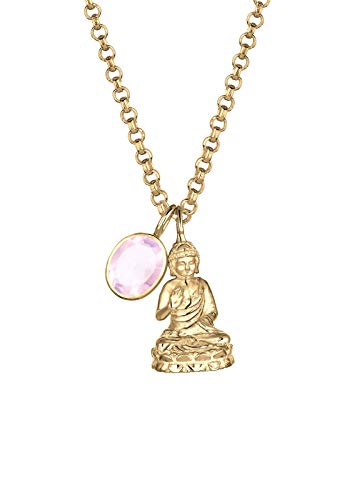 Elli PREMIUM Halskette Damen Buddha mit Rosenquarz...