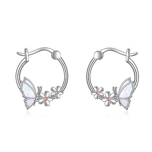 Weiß Opal Schmetterling Ohrringe Damen 925...