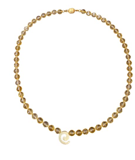 Halskette Citrin Perlen, Spiralanhänger, 925...