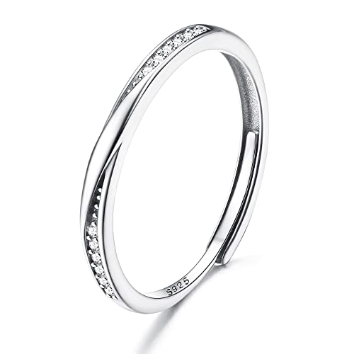 JeweBella 2MM Ring Silber 925 Damen Verstellbare...