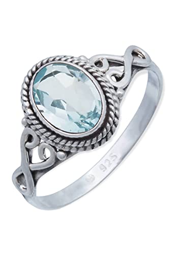 Ring 925 Silber Blau Topas hellblauer Stein...