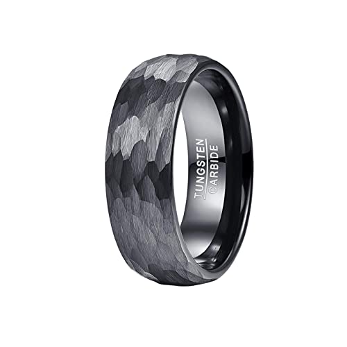 Vakki 8mm Wolframcarbid Herren Ring Schwarz...