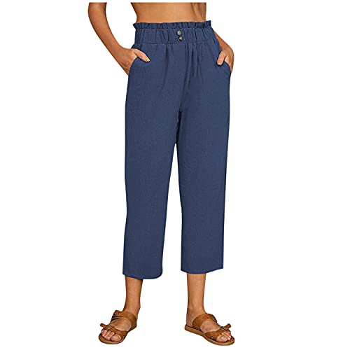 Hose 7/8 Damen Sommerleinenhose Damen Sommer High...